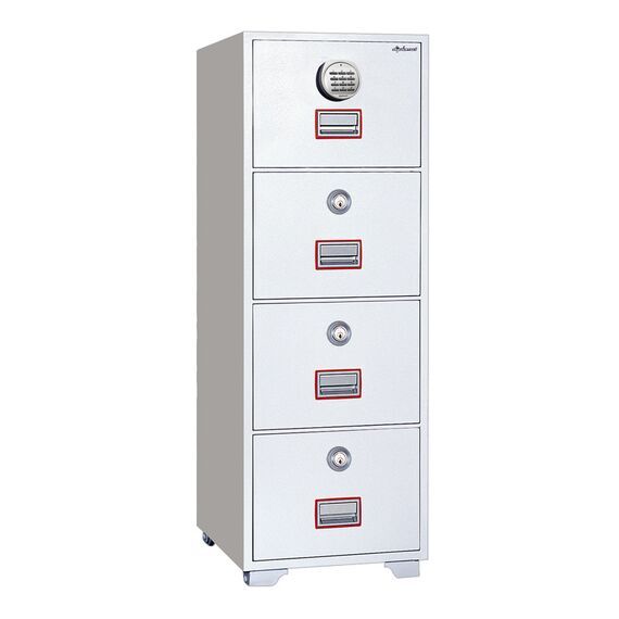 Картотечный сейф Diplomat DFC4000EK3, DFC - вариант: 4 ящика, DFC - исполнение: Стандартный, DFC - запирание: 1 эл.+ 3 кл. замка, DFC - оборудование: Под А4, фото 